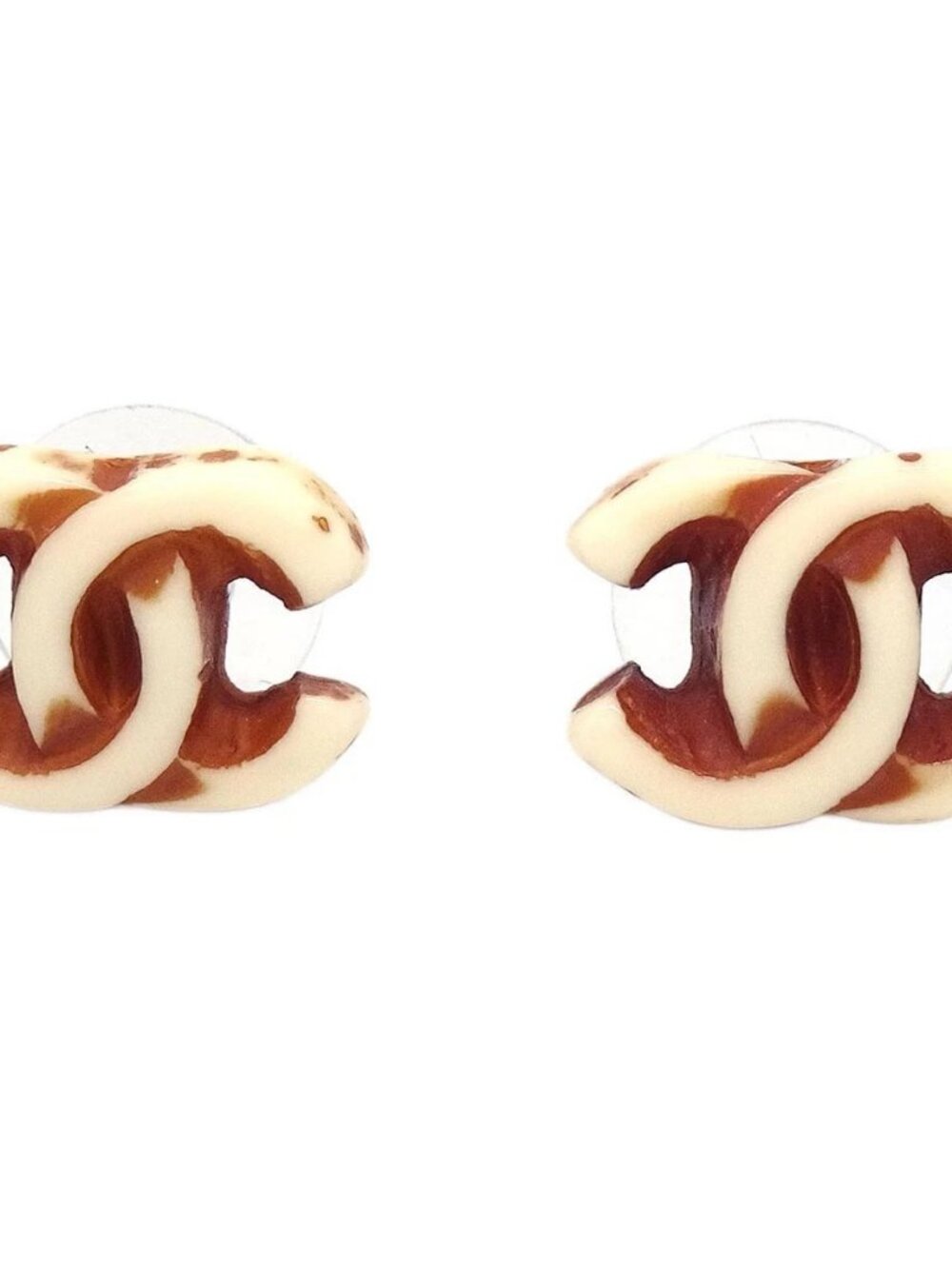 Chanel CC Pierced Earrings White 01P 146220